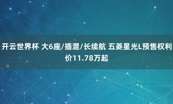 开云世界杯 大6座/插混/长续航 五菱星光L预售权利价11.78万起