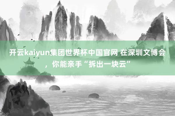 开云kaiyun集团世界杯中国官网 在深圳文博会，你能亲手“拆出一块云”