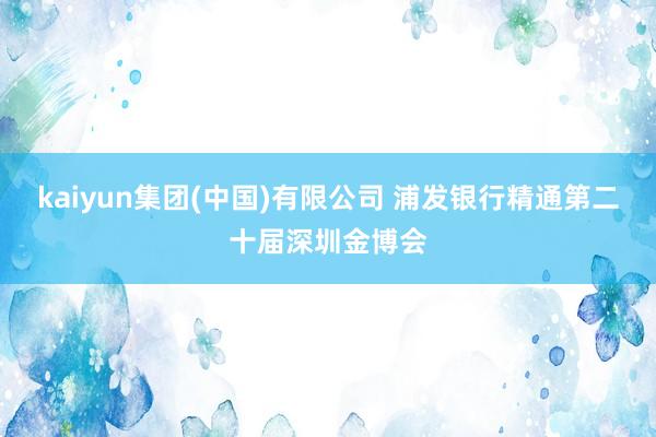 kaiyun集团(中国)有限公司 浦发银行精通第二十届深圳金博会