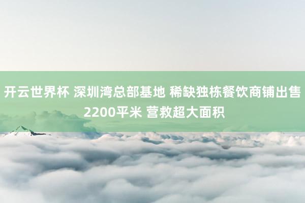 开云世界杯 深圳湾总部基地 稀缺独栋餐饮商铺出售 2200平米 营救超大面积