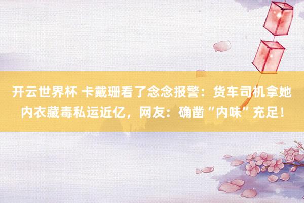 开云世界杯 卡戴珊看了念念报警:货车司机拿她内衣藏毒私运近亿,网友:确凿“内味”充足!