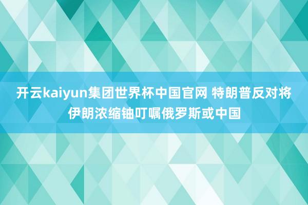 开云kaiyun集团世界杯中国官网 特朗普反对将伊朗浓缩铀叮嘱俄罗斯或中国