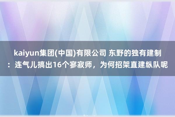 kaiyun集团(中国)有限公司 东野的独有建制:连气儿搞出16个寥寂师,为何招架直建纵队呢