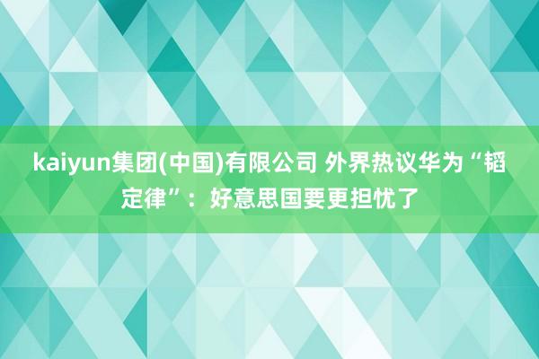 kaiyun集团(中国)有限公司 外界热议华为“韬定律”：好意思国要更担忧了
