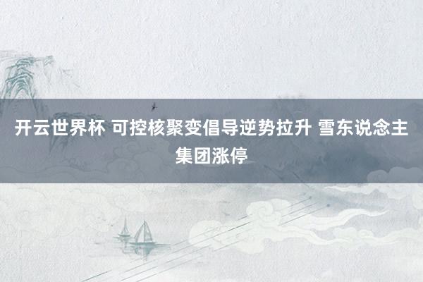 开云世界杯 可控核聚变倡导逆势拉升 雪东说念主集团涨停