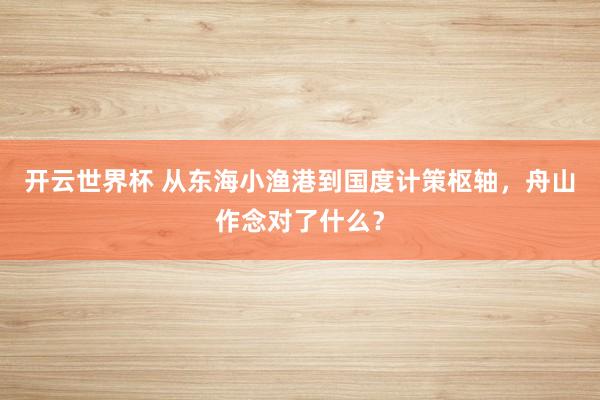 开云世界杯 从东海小渔港到国度计策枢轴，舟山作念对了什么？