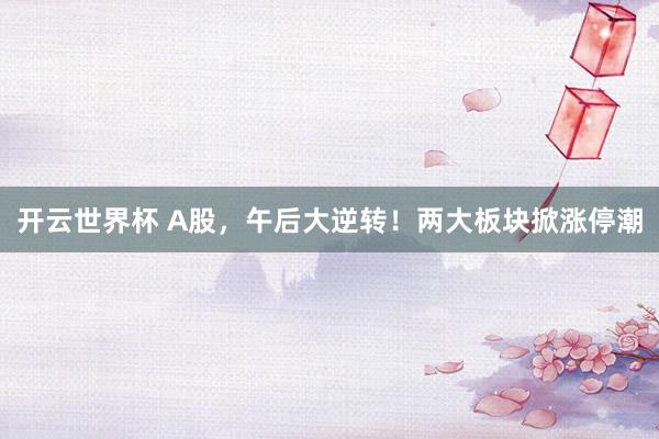 开云世界杯 A股，午后大逆转！两大板块掀涨停潮