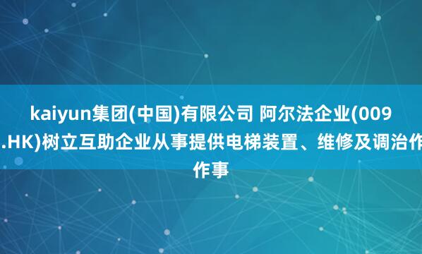 kaiyun集团(中国)有限公司 阿尔法企业(00948.HK)树立互助企业从事提供电梯装置、维修及调治作事