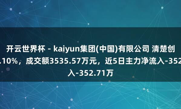开云世界杯 - kaiyun集团(中国)有限公司 清楚创智跌1.10%,成交额3535.57万元,近5日主力净流入-352.71万