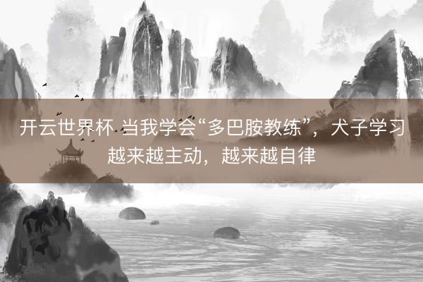 开云世界杯 当我学会“多巴胺教练”，犬子学习越来越主动，越来越自律
